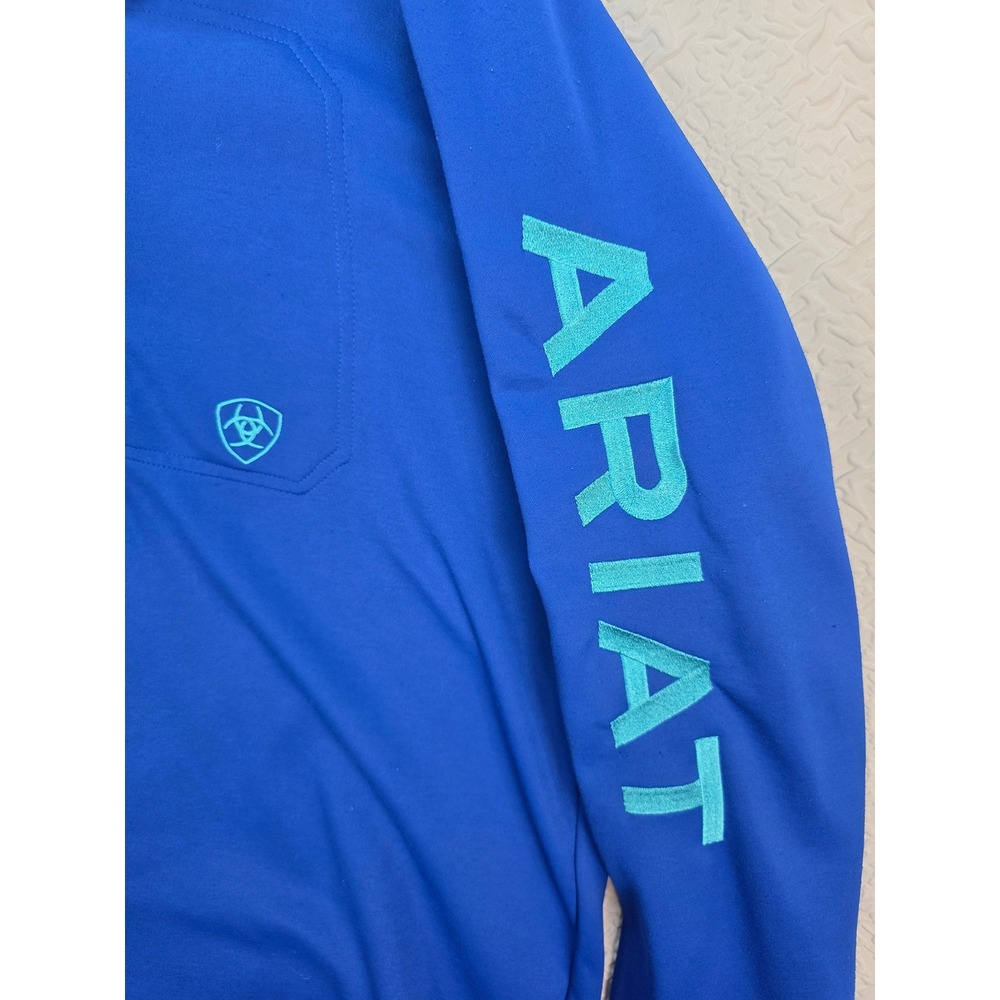 Ariat Pullover Men XL Blue Good AriatTek Cold Series Quarter Zip Fleece‎ Logo - Picture 3 of 8